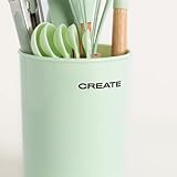 CREATE/Set de utensilios verde / 11 utensilios, silicona y madera de haya, libres de BPA, resistente al calor hasta 230°C
