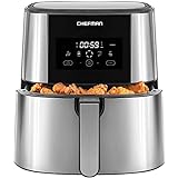 CHEFMAN Large Air Fryer Max XL 7.5-L, Healthy Cooking, User Friendly, Nonstick Stainless Steel, Digital Touch Screen with 4 Cooking Functions, BPA-Free,Dishwasher Safe Basket,Preheat & Shake Reminder