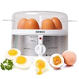 Duronic EB35 Hervidor para huevos eléctrico | Hasta 7 Huevos | Cocedor con termostato y minutero | Prepara 2 tipos de huevos a la vez | Huevos duros huevos mollet y huevos pasados por agua