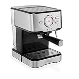 Princess 249415 Máquina de café Espresso, Compatible con cápsulas Nespresso, monodosis ESE y café molido, 1 o 2 tazas, 20 bares de presión, Depósito extraíble de 1.5L, con espumador de leche, 1100 W