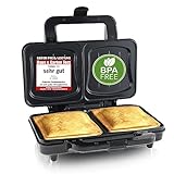 Emerio Sandwichera XXL apta para todos los tamaños de tostadas, sin BPA, forma de concha, fácil de limpiar, queso no gotea, ganador de precios/rendimiento, prueba 03/2019, 900 W